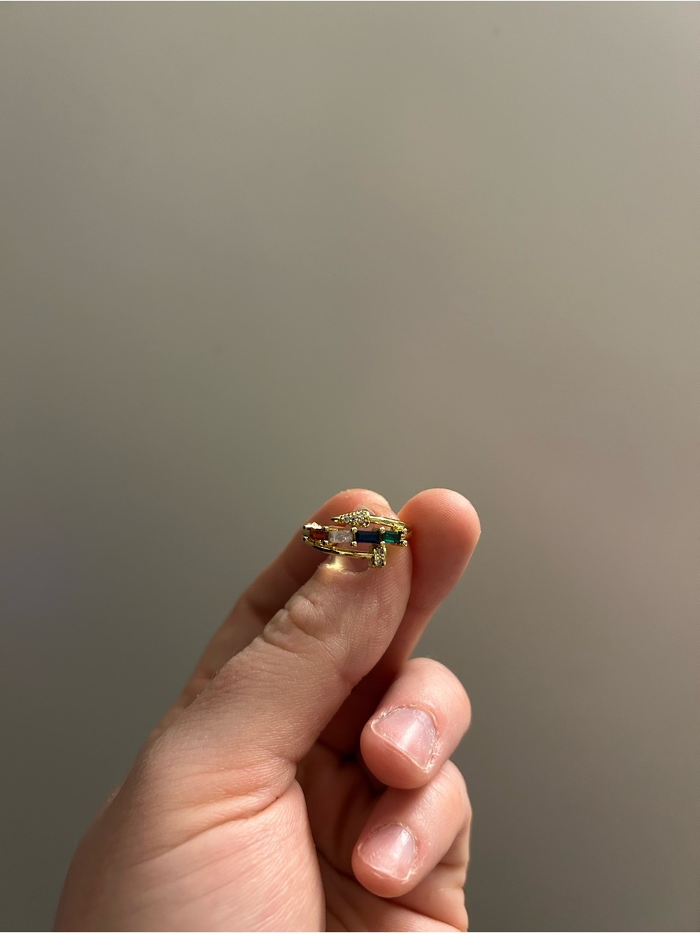 18K Gold-Plated Multicolor Baguette Adjustable Ring ✨